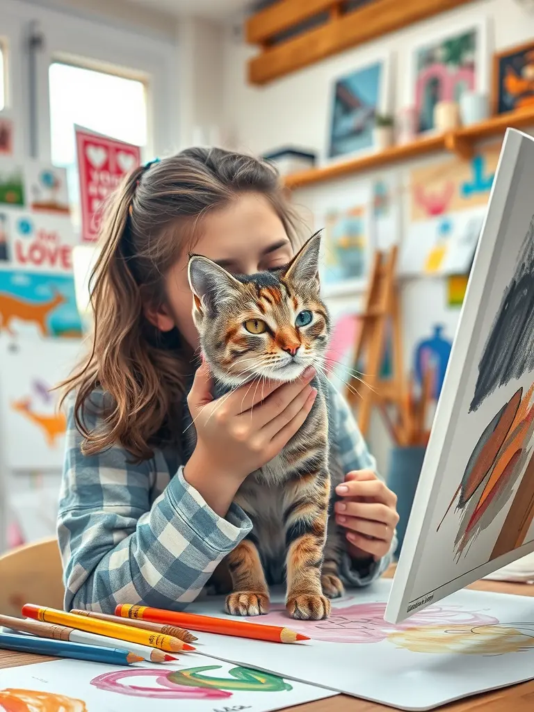The artist reveals the unique charm and inspiration of pet companionship in life.
