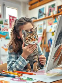 The artist reveals the unique charm and inspiration of pet companionship in life.