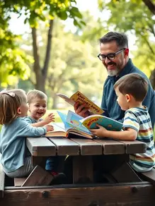 Dad leads the family to explore the fun tool set together.