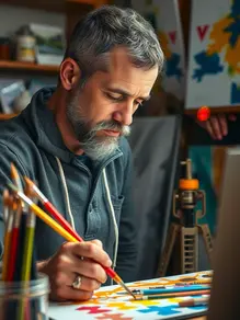 The moment of inspiration bursts forth, the infinite possibilities of fatherhood and art.