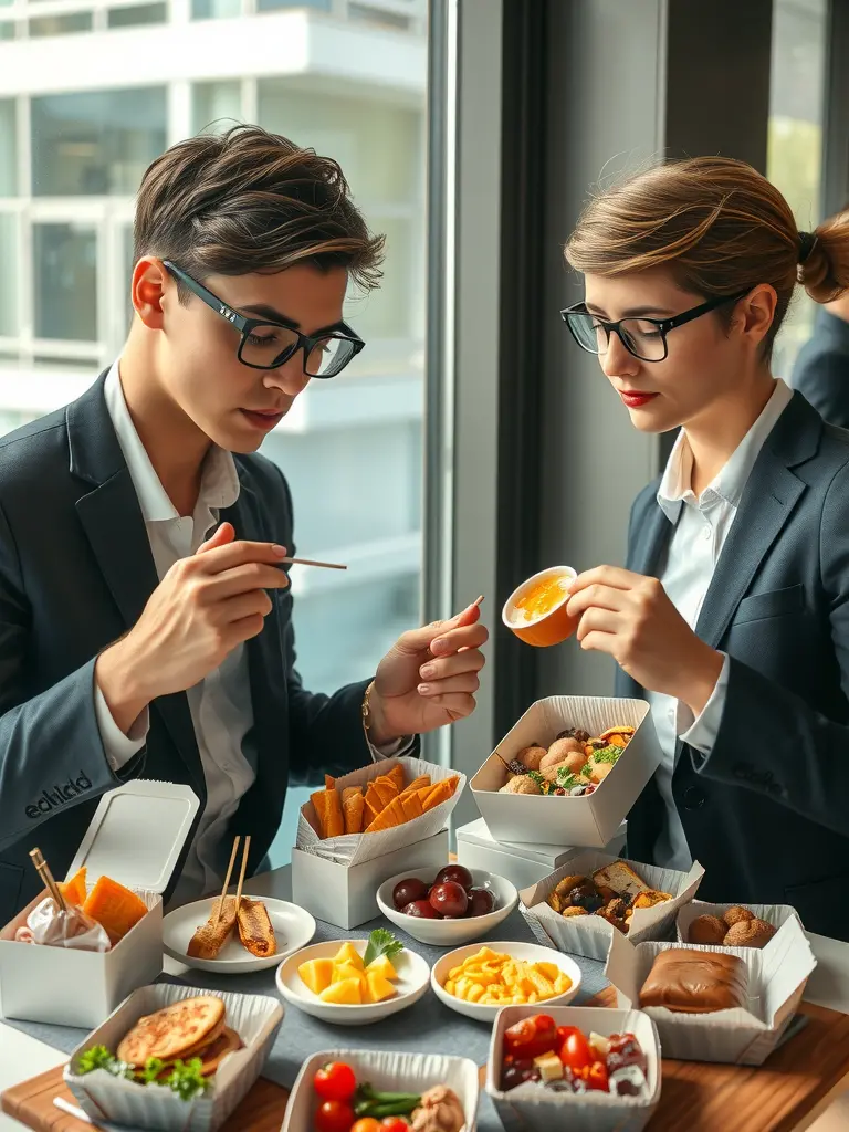 Who knows the taste of lunchtime during the break? A complete analysis of five types of office worker lunches.